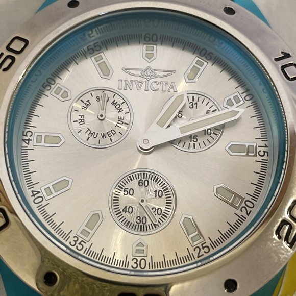 Invicta Model 1664 Men's Anatomic SS Case Light Blue Plastic Band Quartz Watch - Picture 6 of 10